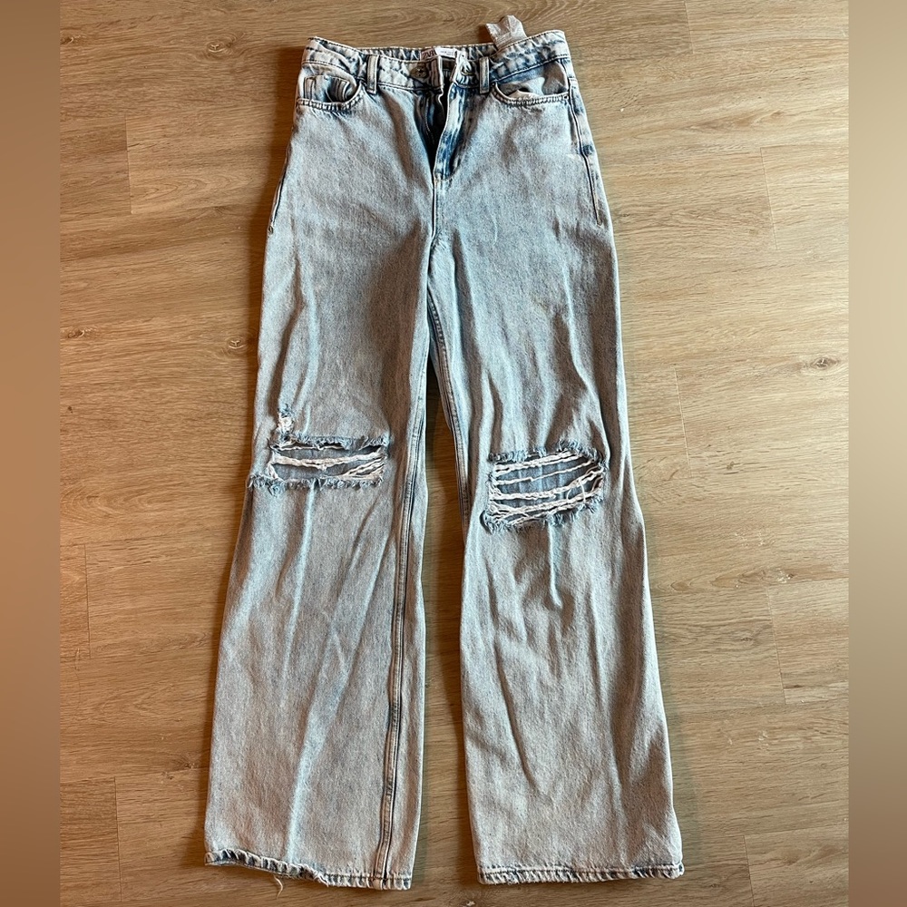Ripped wide leg jeans
